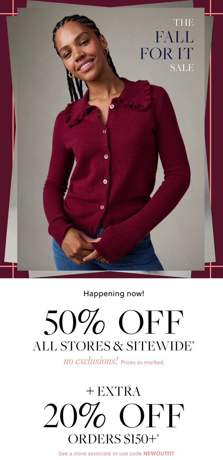 50% Off All Stores & Sitewide no exclusions! Prices as marked.