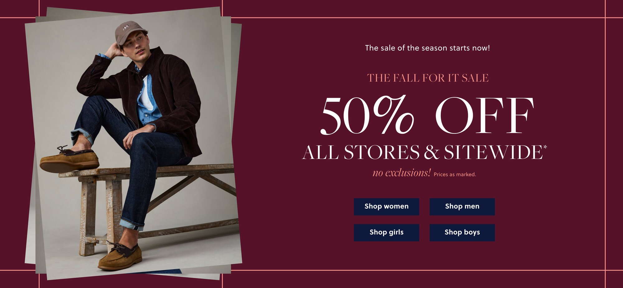 50% Off All Stores & Sitewide no exclusions! Prices as marked.