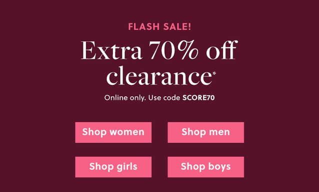 END OF SEASON SALE

EXTRA 60% OFF CLEARANCE*

In stores & online. Use code WOWSALE

/

EXTRA 70% OFF 3+ CLEARANCE STYLES*

Online only. Use code WOWSALE