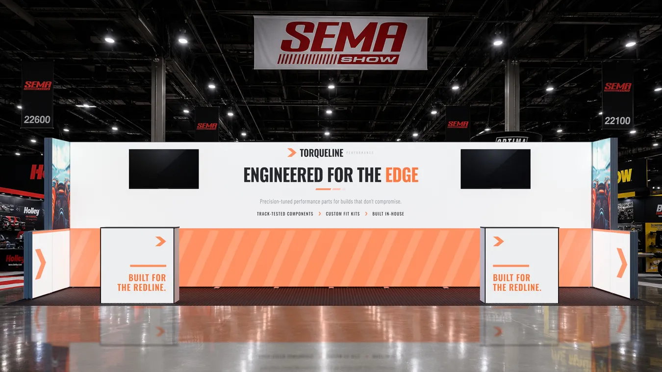 30ft wide backlit rental trade show booth by Ace Displays.