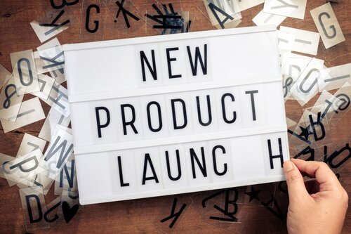 A customizable board being filled in to say 'New Product Launch'.