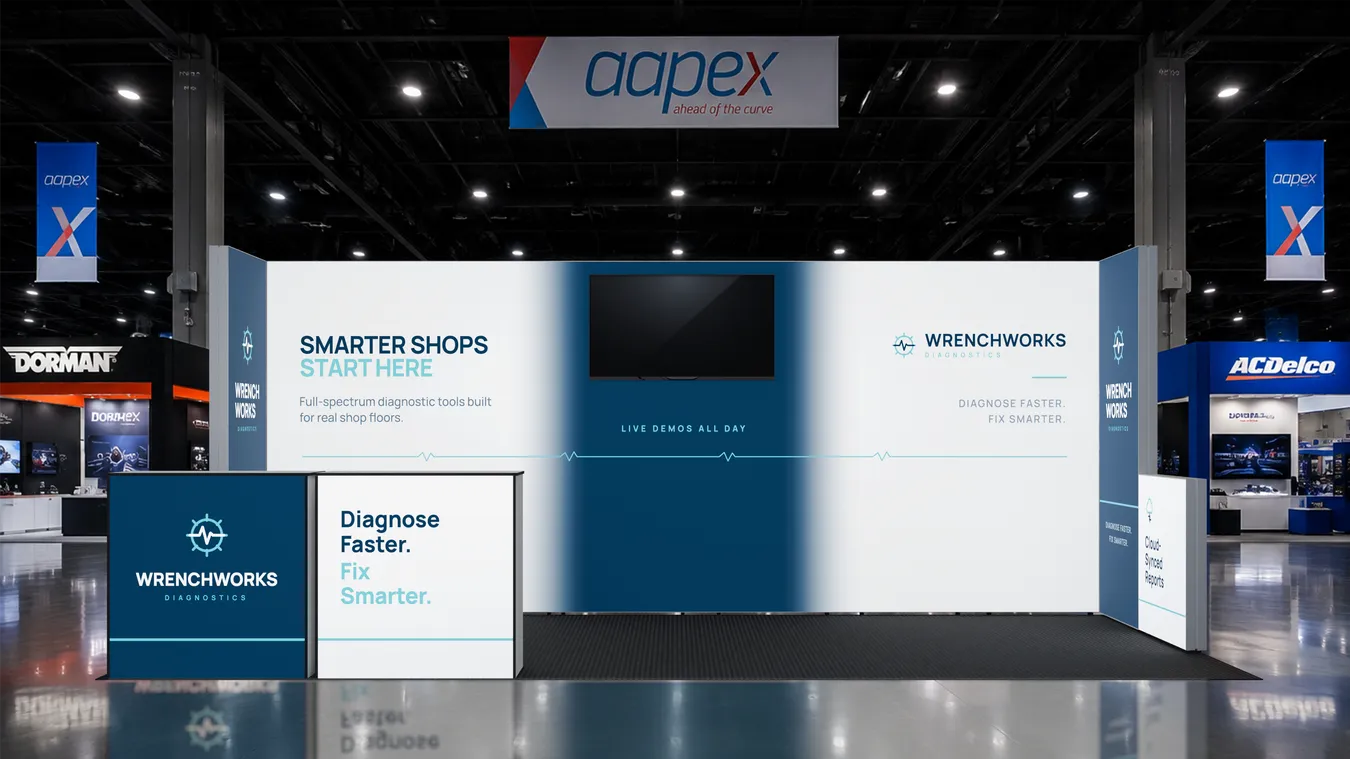 20ft wide backlit rental display kit from Ace Displays.