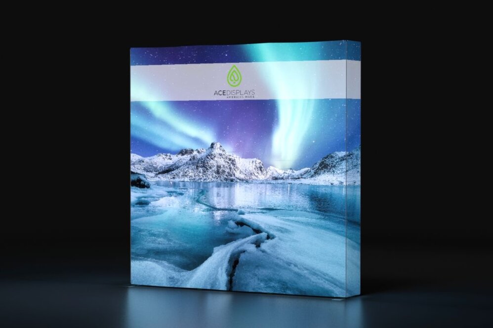 Backlit Lumos Display with arctic northern lights display, showcasing high-quality illumination 