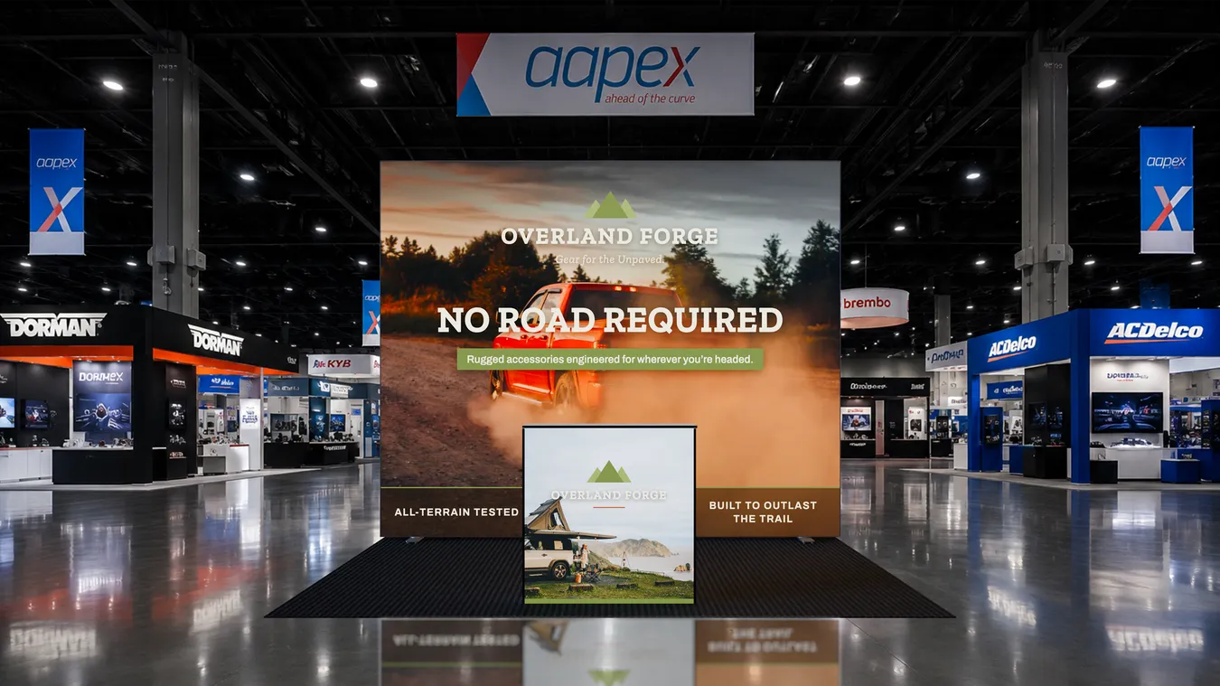 10ft wide backlit trade show rental booth from Ace Displays.