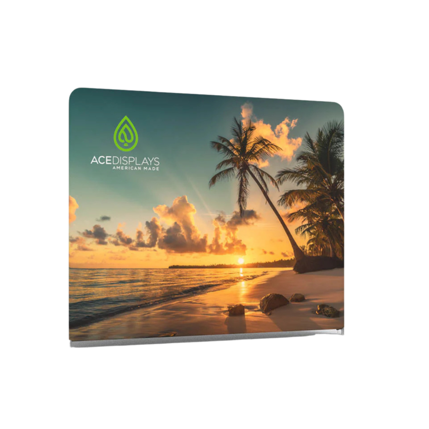 Ace Displays 10x8 flat Value-Pro tension fabric display with a beach design.