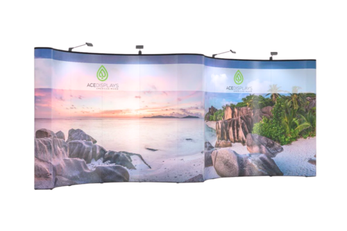 Photo of a gullwing trade show display.