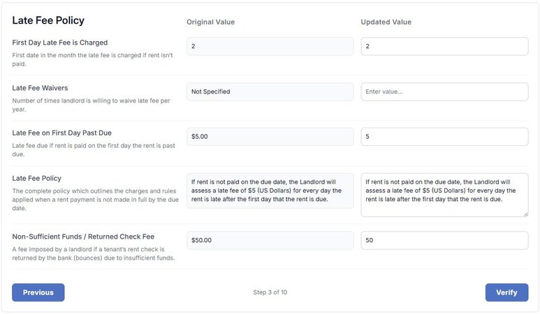 Lease Details AI analysis interface showing document breakdown