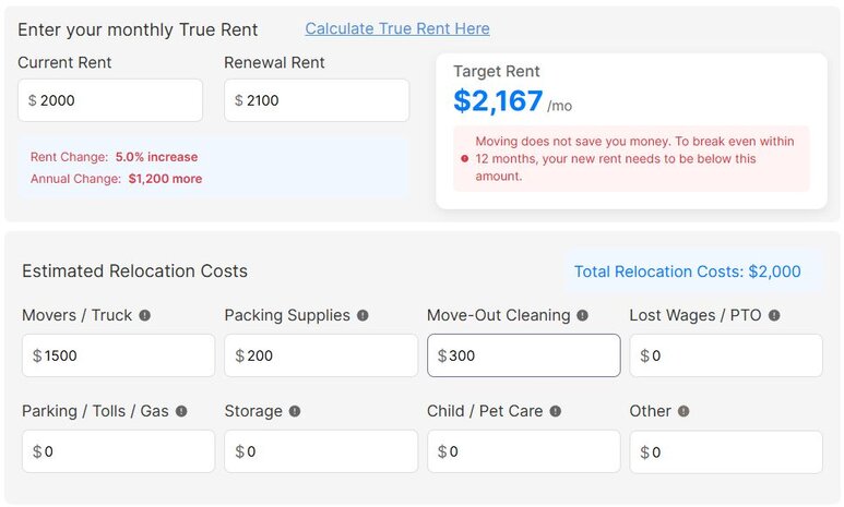 Calculators interface showing financial planning tools