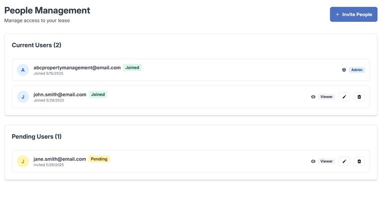 Lease Link platform showing secure sharing and collaboration