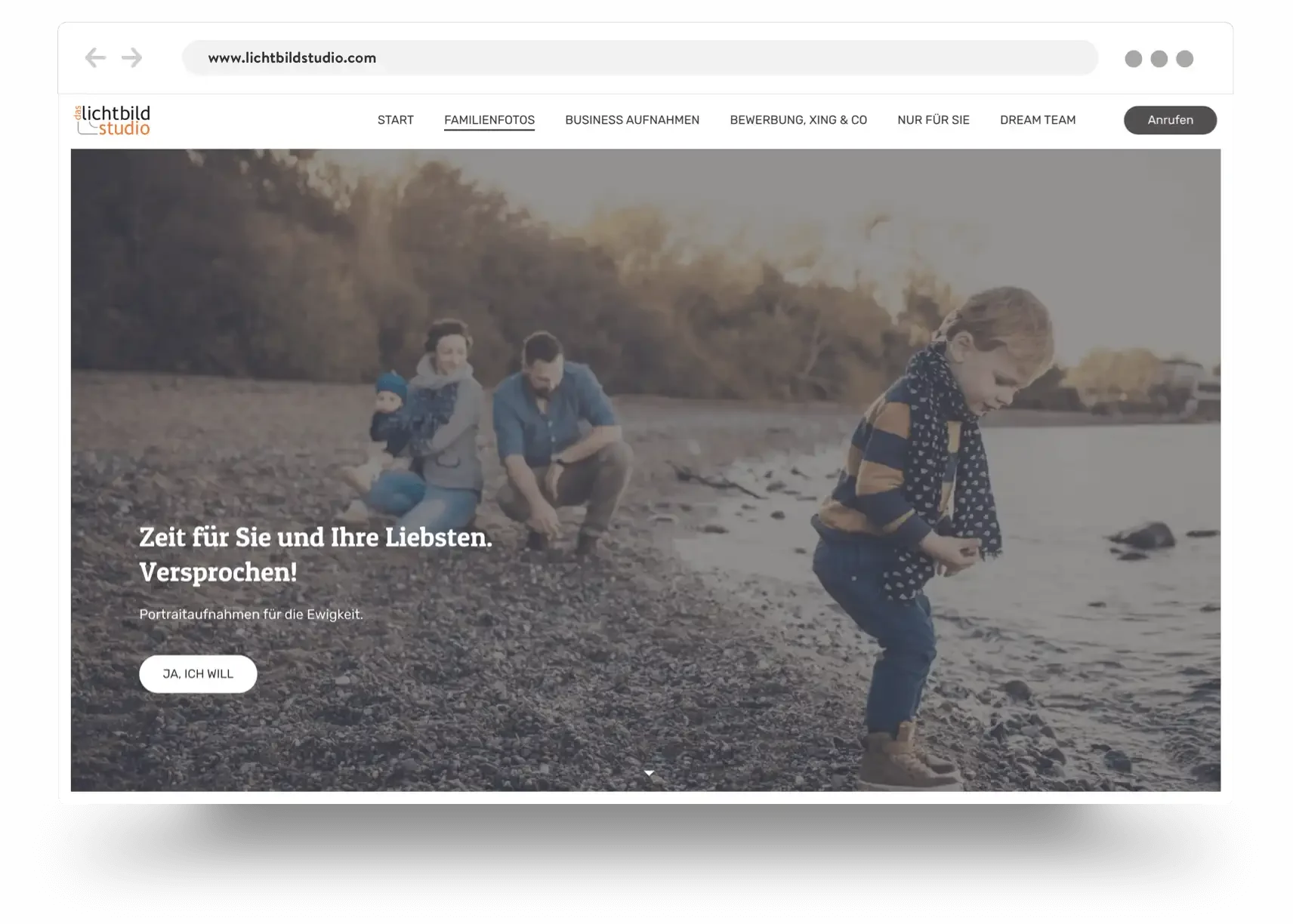 Example of a photographer's portfolio website built with Jimdo