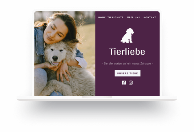 Beispiel für eine mit Jimdo erstellte Tierschutzverein-Homepage