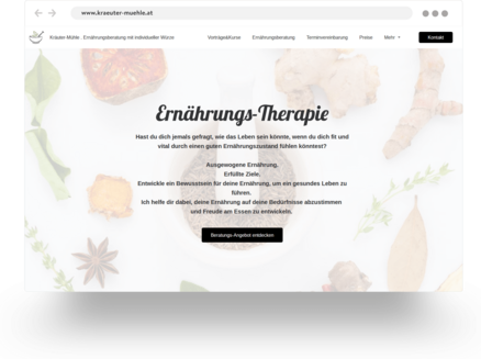 Example of a nutritional therapist website built with Jimdo