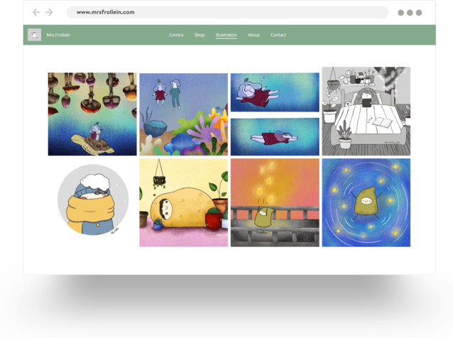 An example of an illustrator's website built with Jimdo.