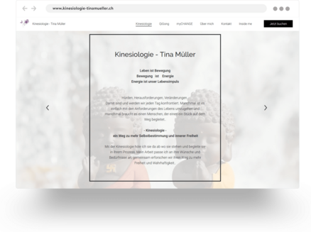 Example of a kinesiology website homepage built with Jimdo