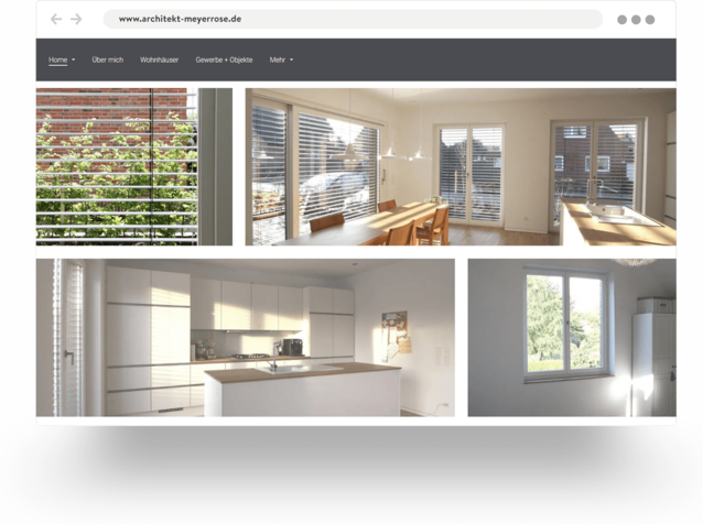 Beispiel für eine Innenarchitekten-Website, die mit Jimdo erstellt wurde