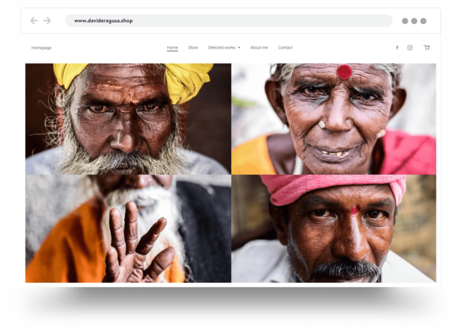 An example of a vernissage website built with Jimdo.