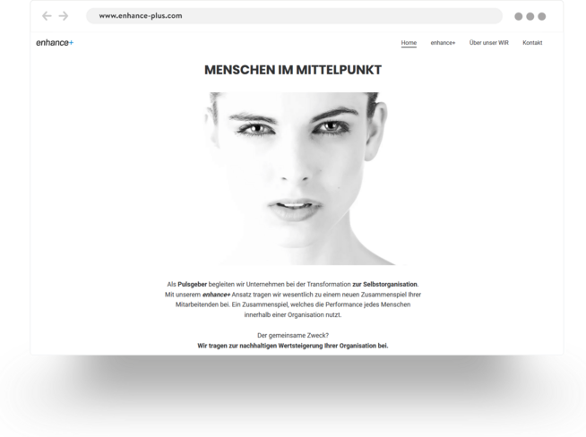 Example of a corporate coaching service website built with Jimdo