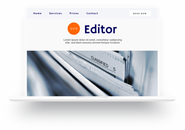Example of a professional editor website built with Jimdo