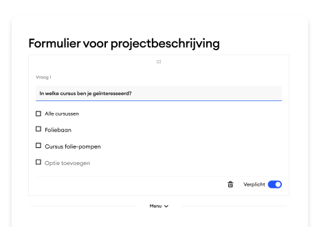 AI-opgesteld projectbriefingformulier in Jimdo met aangepaste invoervelden.
