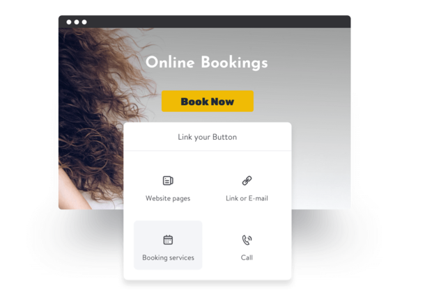 A screenshot of how to add a booking block to your Jimdo website