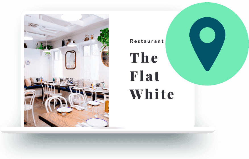 Esempio di un sito di un ristorante con l'icona della geolocalizzazione di Google.