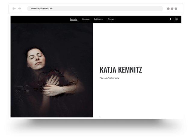 An example of a vernissage website built with Jimdo.