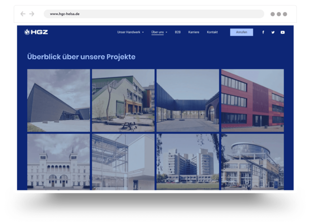 Beispiel für eine Architekten-Website, die mit Jimdo erstellt wurde