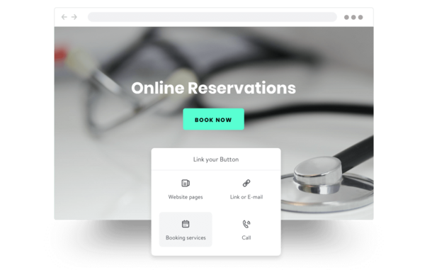 Example of a web page where patients can make a booking online.