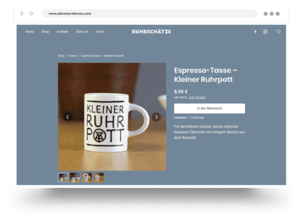Product category page from an online store build with Jimdo