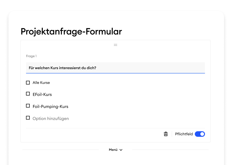 KI-erstelltes Projekt-Briefing-Formular in Jimdo mit individuellen Abfragefeldern