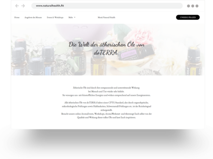 Example of a natural health practice and aromatherapy website built with Jimdo