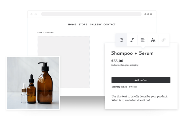 Example of selling hair products in an online store