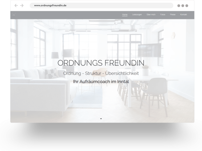Example of a modern website homepage on a life coaching website built with Jimdo