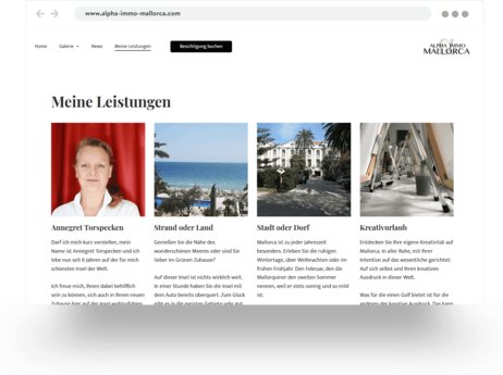 Homepage di un sito immobiliare creato con Jimdo