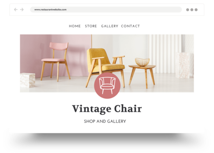Example of a homepage for an online furniture shop featuring a yellow vintage chair 