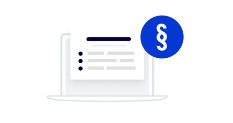 Dokument auf Laptopbildschirm mit einem blauen Paragraphensymbol.