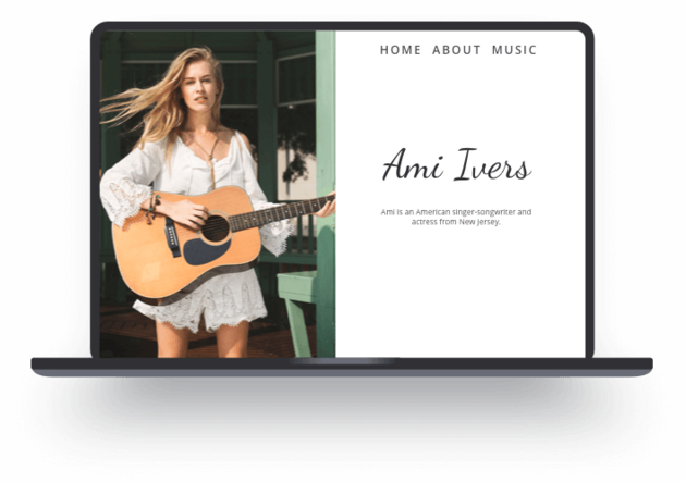 Example of a solo musician website built with Jimdo
