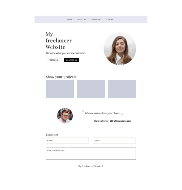 Freelance website example