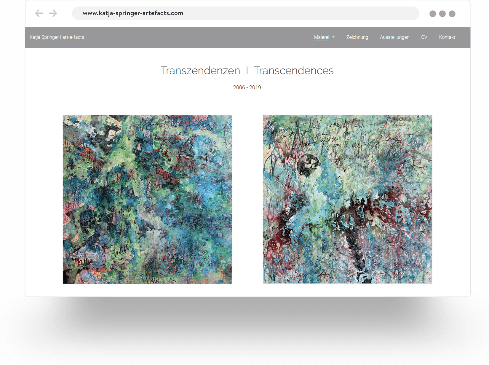 An example of a painter's website built with Jimdo.