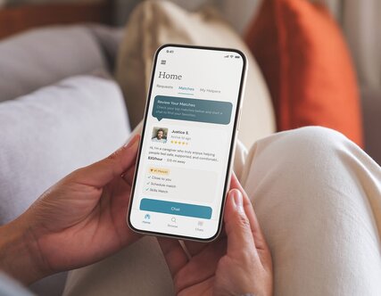Browse, message, and book trusted Helpers using the Herewith app for flexible, personalized in-home senior care.