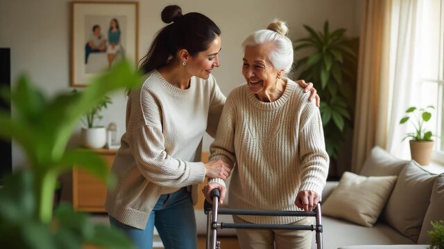 A Helper gently supports an older adult at home. Herewith connects families with reliable Helpers for safe, everyday in-home care.