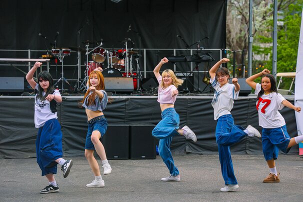 Teens dancing at Sun Valley Night Market