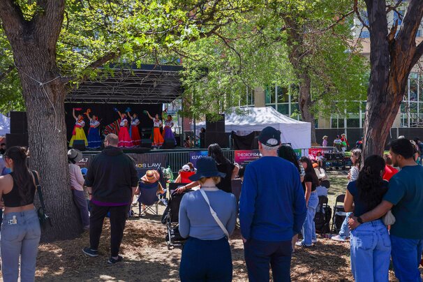 Audience watching dancers on stage at Cinco de Mayo