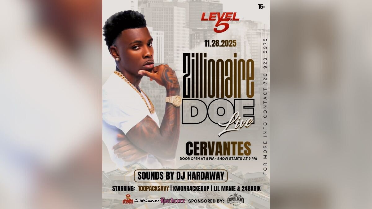 A poster for Level 5 Presents Zillionaire Doe event