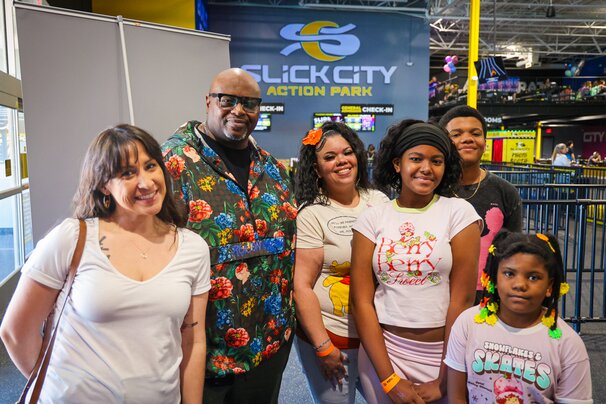 La Molly and SugaBear with listeners at Slick City in Southlands, Aurora