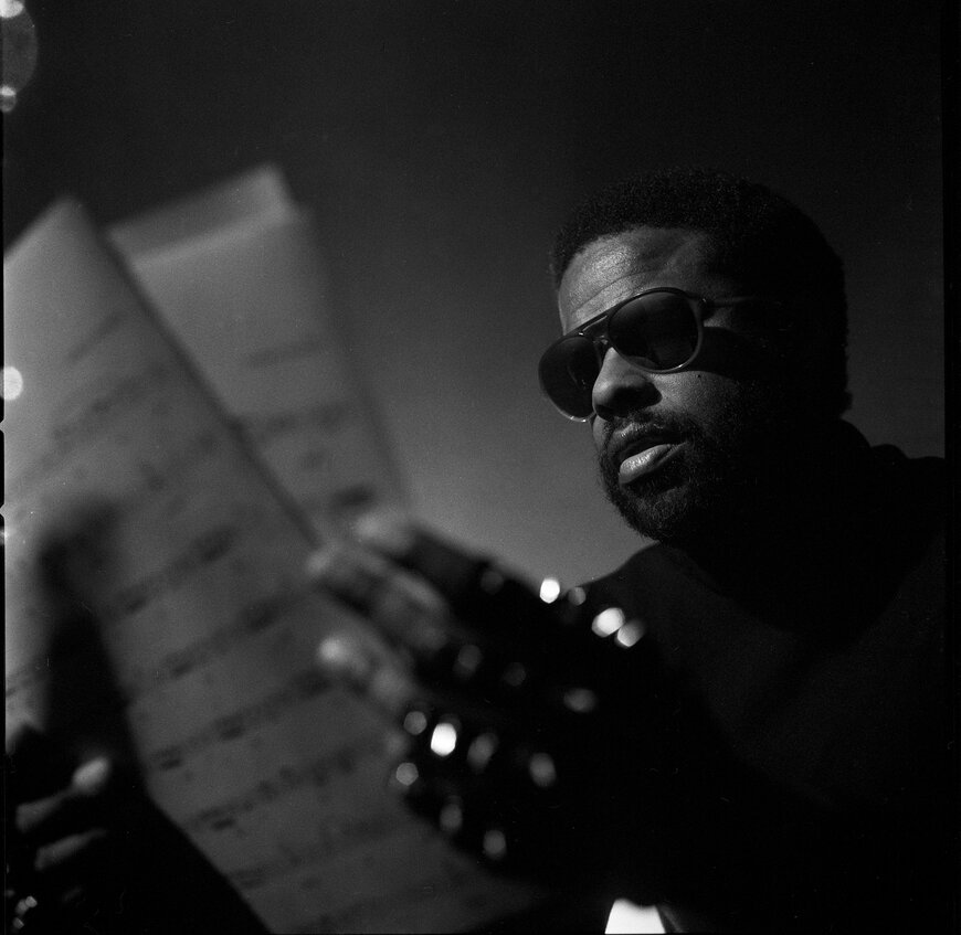 Adrian Younge with sheet music