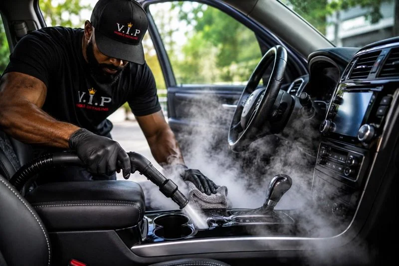 V.I.P Crystal Clear professional detailing product used during steam cleaning and sanitization