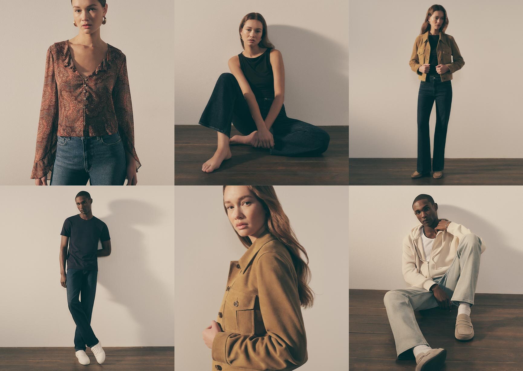 Collage of men and women wearing PAIGE product