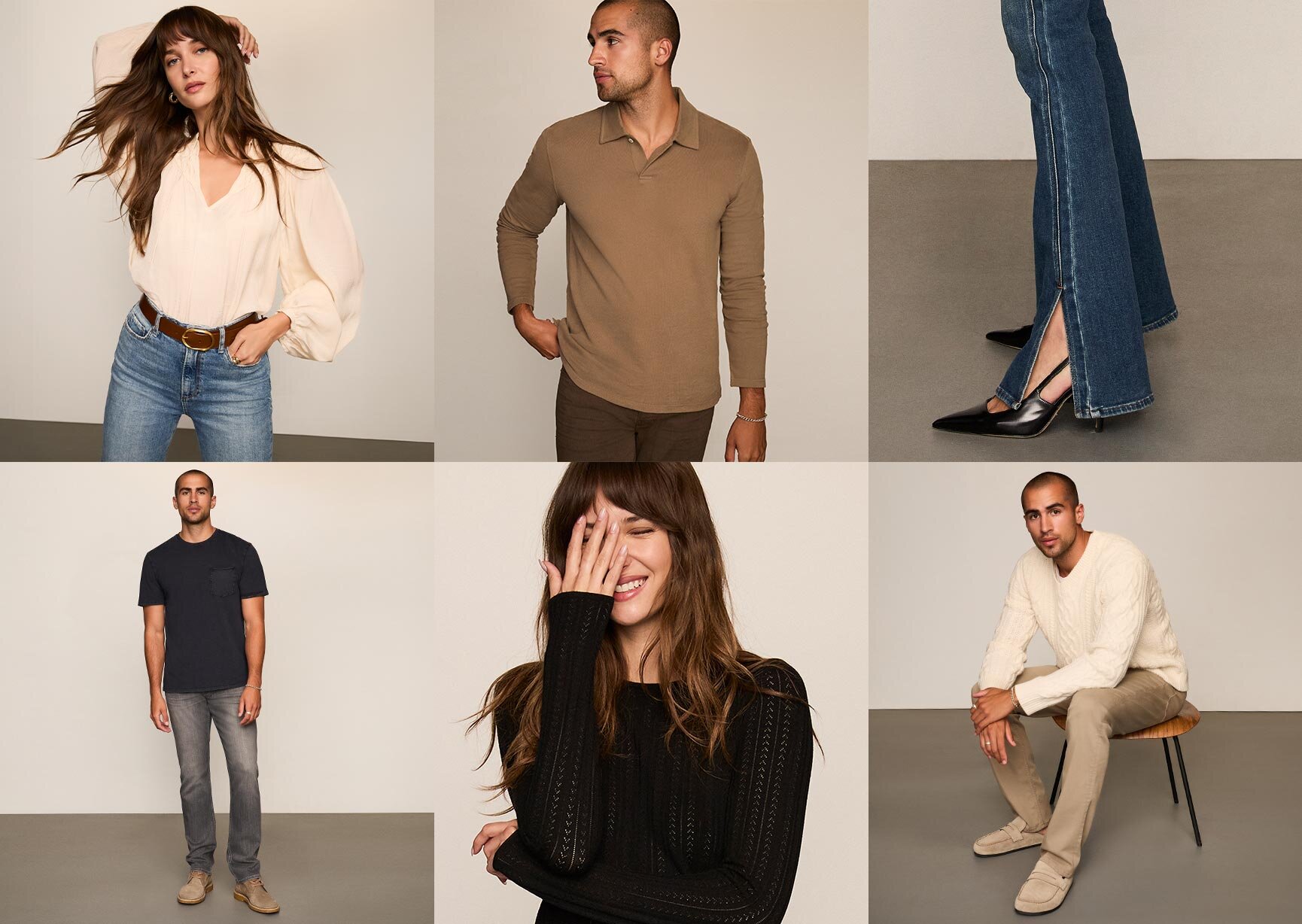 Collage of men and women wearing PAIGE product