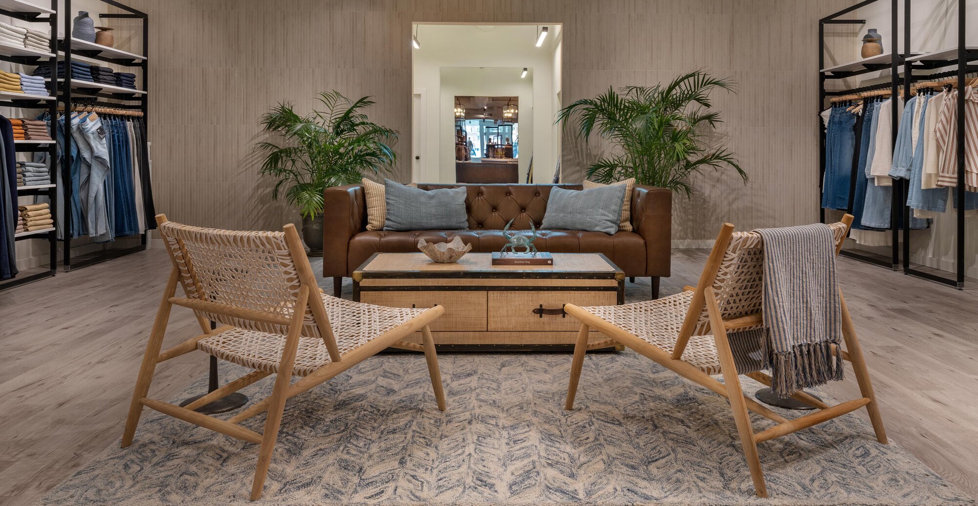 Interior shot of PAIGE retail store featuring PAIGE denim in all colors